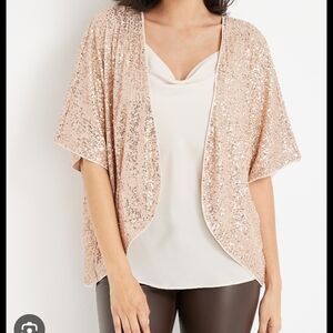 Maurices Sequin Kimono Cardigan in Light Pink